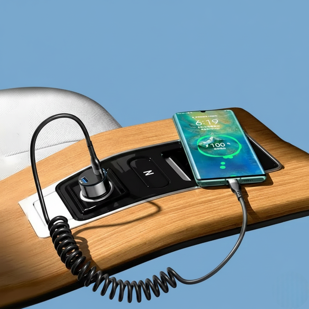 Cavo USB-C Spirale per Auto - Ricarica Rapida 5A