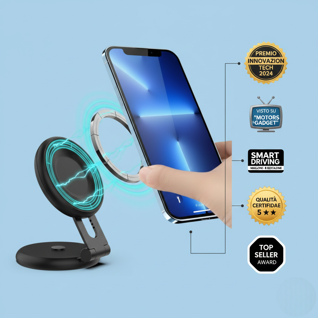 Supporto Magnetico per Smartphone con Ventosa Meccanica