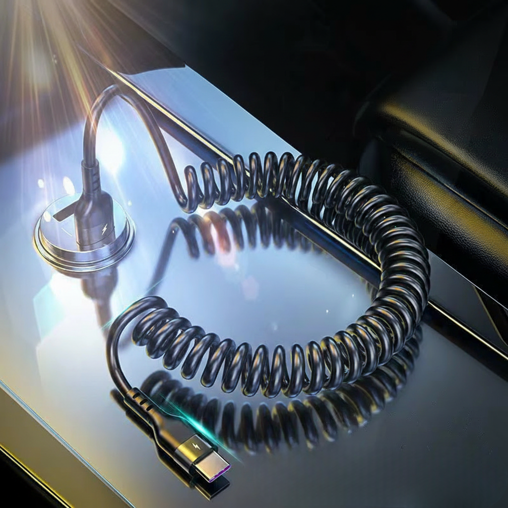 Cavo USB-C Spirale per Auto - Ricarica Rapida 5A